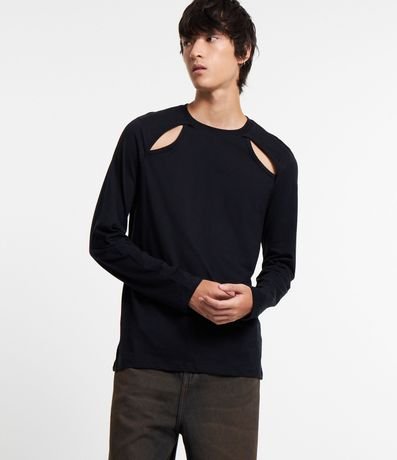 Remera Slim en Algodón con Cutout Diferenciado en las Sisas