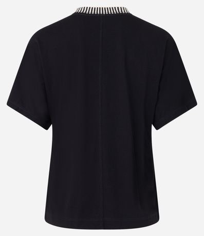 Blusa en Viscosa con Escote de Punto Rayado 3