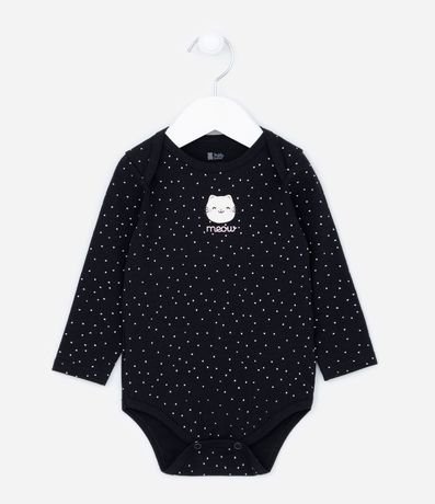 Body Largo Infantil con Estampado de Lunares y de Gata - Talle 0 a 24 meses