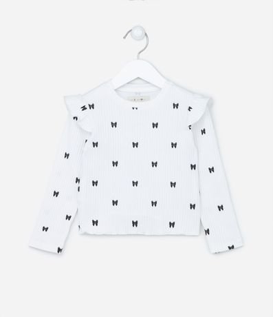 Blusa Acanalada Infantil con Volado y Estampa de Moñas - Talle 1 a 5 años 1
