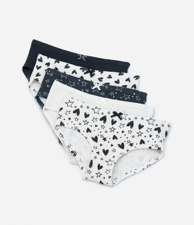 Kit 05 Bombachas en Algodón con Estampado Estrellas y Corazones - Talle 2 al 14 años 1