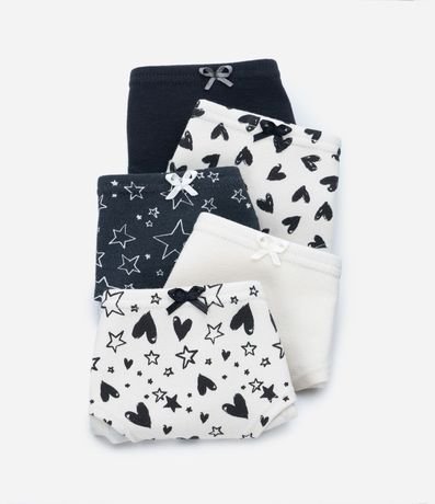 Kit 05 Bombachas en Algodón con Estampado Estrellas y Corazones - Talle 2 al 14 años 3