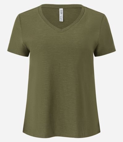 Blusa T-shirt en Flamé con Cuello V 8
