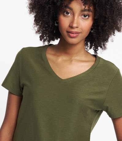 Blusa T-shirt en Flamé con Cuello V 3