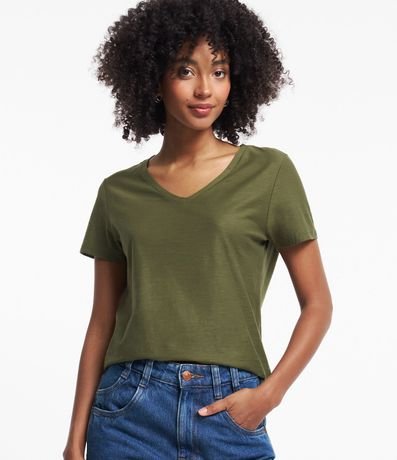 Blusa T-shirt en Flamé con Cuello V 6
