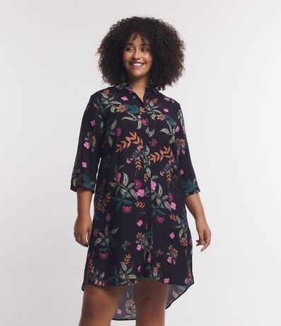 Vestido Chemise con Estampa de Follajes Curve & Plus Size