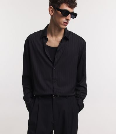 Camisa Leve Manga Larga con Rayas