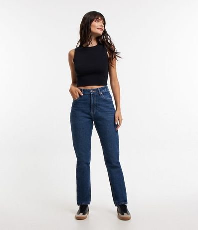 Pantalón Recto en Jeans con Cintura Alta