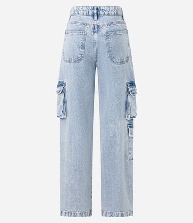 Pantalón Recto en Jeans con Bolsillos Cargo y Medio Aro en Metal 6