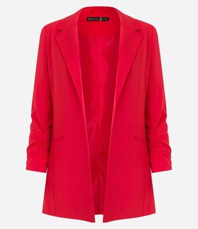 Blazer Largo Sastrería en Crepé con Arrugas en las Mangas 6