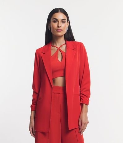 Blazer Largo Sastrería en Crepé con Arrugas en las Mangas 1