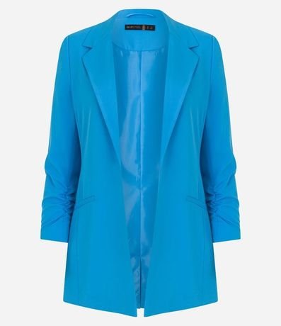 Blazer Largo Sastrería en Crepé con Arrugas en las Mangas 6
