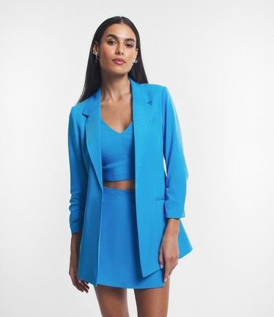 Blazer Largo Sastrería en Crepé con Arrugas en las Mangas 1