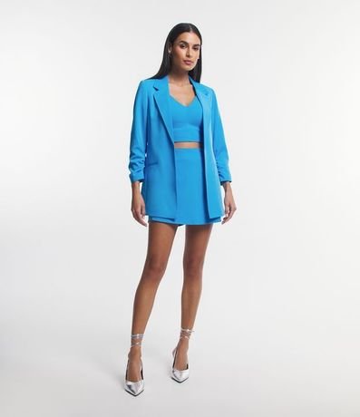 Blazer Largo Sastrería en Crepé con Arrugas en las Mangas 2
