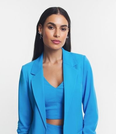 Blazer Largo Sastrería en Crepé con Arrugas en las Mangas 3