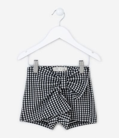 Short Pollera Infantil con Estampa de Cuadros y Moña - Talle 1 a 5 años