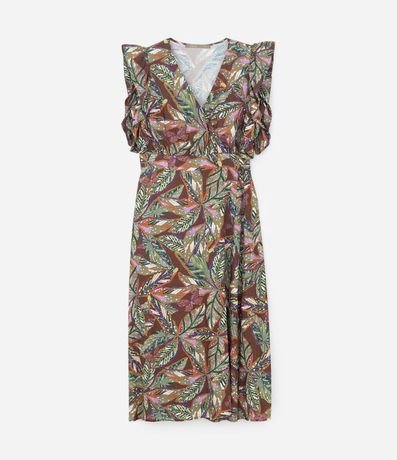 Vestido Midi con Volados y Follajes Estampadas Curve & Plus Size 5