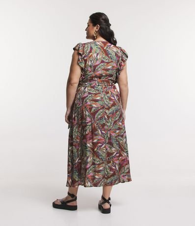 Vestido Midi con Volados y Follajes Estampadas Curve & Plus Size 2