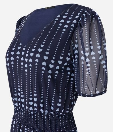 Vestido Corto en Tul con Volados y Estampa de Corazones 2