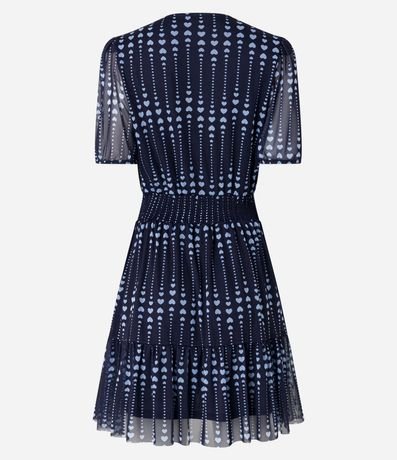 Vestido Corto en Tul con Volados y Estampa de Corazones 3