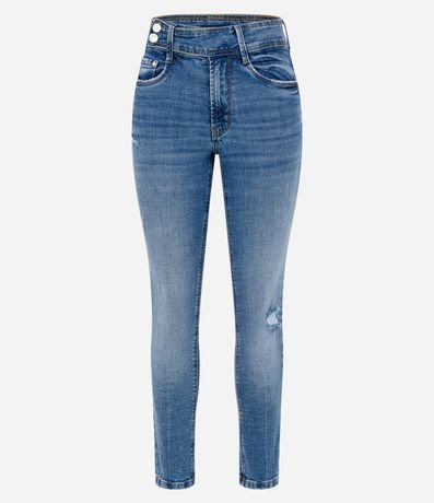 Pantalón Cigarrete en Jeans con Cintura Mediana con Botones 5