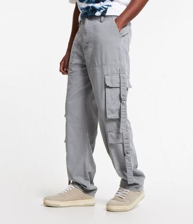 Pantalón Recto Loose en Sarga con Hebillas y Bolsillos Cargo 2