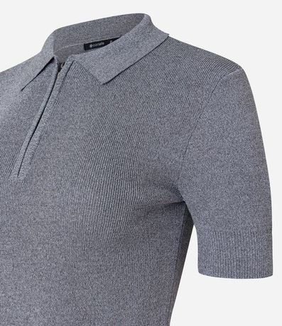 Blusa en Tejido de Punto con Mangas Cortas Cremallera en el Cuello 8