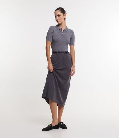 Blusa en Tejido de Punto con Mangas Cortas Cremallera en el Cuello 2