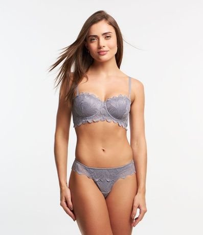 Bombacha Bikini Hilo Doble en Encaje Floral Rústica 2