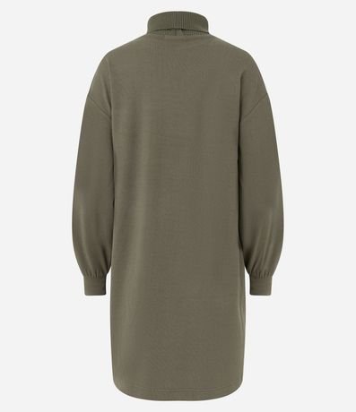 Vestido en Suedine con Cuello Alto y Puños Ajustados 7