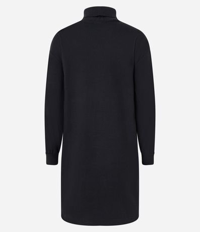 Vestido en Suedine con Cuello Alto y Puños Ajustados 6