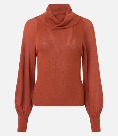 Blusa en Punto con Cuello Alto Boba y Detalle en Hilo Metalizado 6