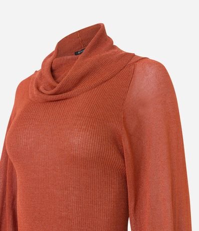 Blusa en Punto con Cuello Alto Boba y Detalle en Hilo Metalizado 7