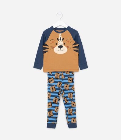 Pijama Largo Infantil con Estampado de Tigre - Talle 1 al 4 años