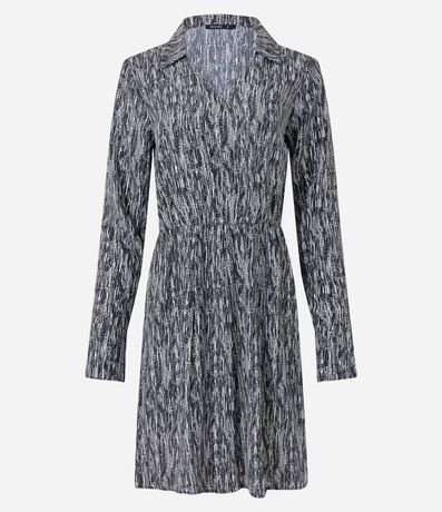 Vestido Chemise en Crepé con Lazo en la Cintura y Estampa Abstracta 6