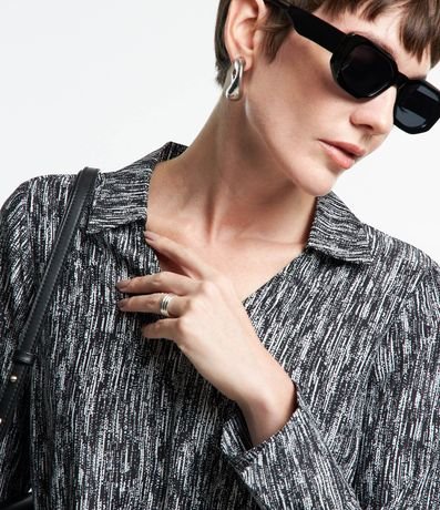 Vestido Chemise en Crepé con Lazo en la Cintura y Estampa Abstracta 3