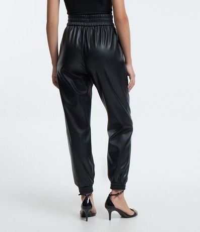 Pantalón Jogger en PU con Lastex na Cintura y Cierre Track 3