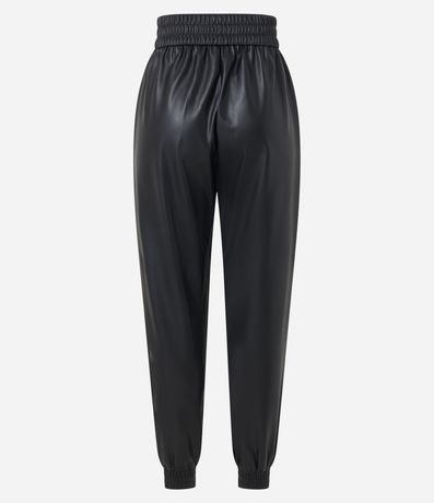 Pantalón Jogger en PU con Lastex na Cintura y Cierre Track 6