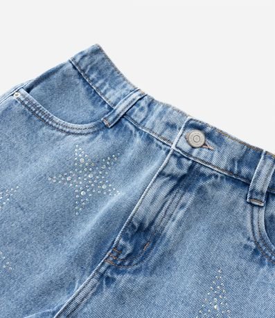 Short Infantil en Jeans Cintura Alta con Estrellas de Strass - Talle 5 a 14 años 5