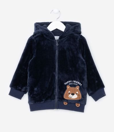 Saco Infantil en Fleece con Capucha y Bordado de Animalito - Talle 1 a 5 años