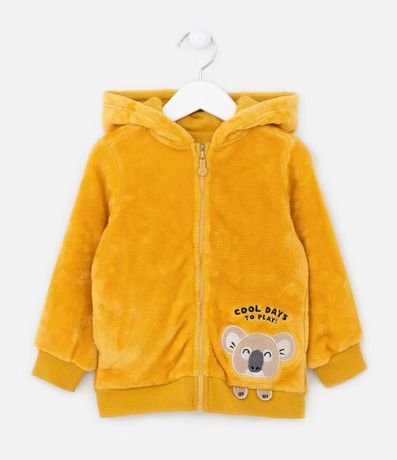 Saco Infantil en Fleece con Capucha y Bordado de Animalito - Talle 1 a 5 años