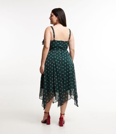Vestido Midi de Chiffon con Estampa Floral y Volados Asimétricos Curve & Plus Size 2