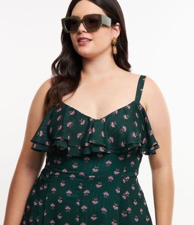 Vestido Midi de Chiffon con Estampa Floral y Volados Asimétricos Curve & Plus Size 4