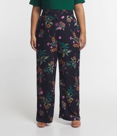 Pantalón Pantalona en Viscosa Estampada de Follajes Curve & Plus Size 2
