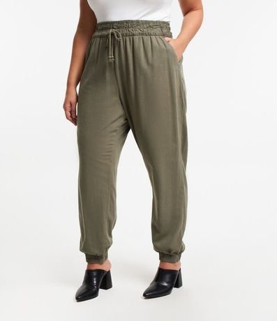 Pantalón Jogger en Sarga Liviana con Cintura Elástica y Lazo Curve & Plus Size 2