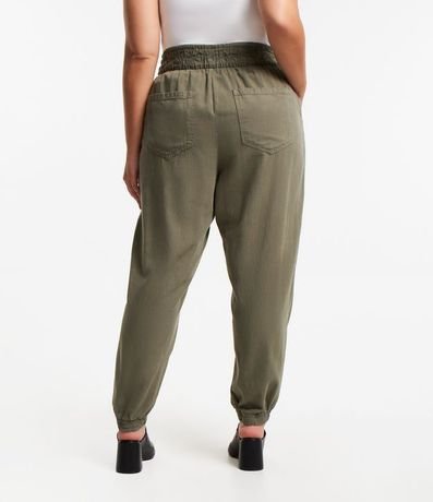 Pantalón Jogger en Sarga Liviana con Cintura Elástica y Lazo Curve & Plus Size 3