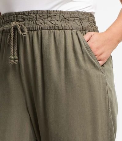 Pantalón Jogger en Sarga Liviana con Cintura Elástica y Lazo Curve & Plus Size 4