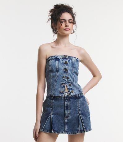 Top Corset en Jeans sin Breteles y Lastex en la Espalda 1