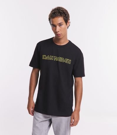 Remera Comfort en Media Malla Estampado Iron Maiden