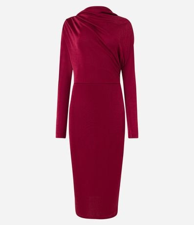 Vestido en Malla Polyvelour con Cuello Degagê y Detalle Pliegado 7